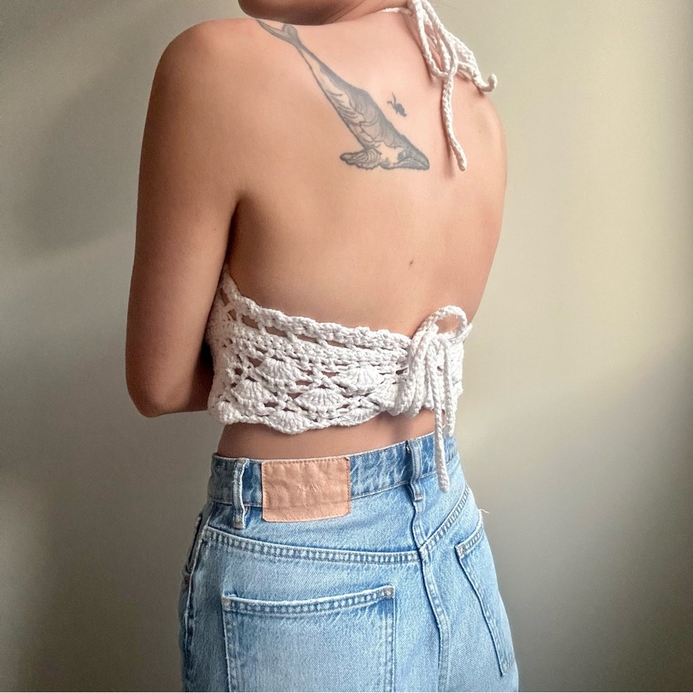 White Crochet Halter Top - Picture 3 of 3